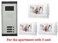 Apartment Wired 7 Inch Monitor Video Door Phone Audio Visual Intercom Entry Access System 3 Units