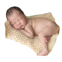Baby Photography Props Basket Braid Wool Wrap Newborn Photo Shoot Baskets Filler Posing Stuffer Background Blanket (Beige)