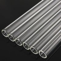 LifeMods Durable Shatterproof Premium Glass Straws, Clear Straight with Cleaning Brush, 6 Piece