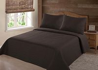 unbrand New 2/3PC NENA Bed Bedspread Quilt Set Coverlet Solid Stippling STITCHE Modern/King - Brown