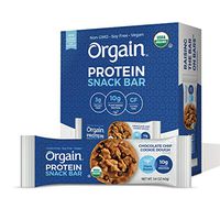 Orgain Organic Plant Based Protein Bar, Chocolate Chip Cookie Dough - Vegan, Gluten Free, Non Dairy, Soy Free, Lactose Free, Kosher, Non-GMO, 1.41 Ounce, 12 Count (Packaging May Vary)