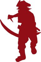 hBARSCI Pirate Vinyl Decal - 5 Inches - for Cars, Trucks, Windows, Laptops, Tablets, Outdoor-Grade 2.5mil Thick Vinyl - Dark Red