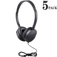 5Pack Kids Headphones/Earbuds/Earphones for Classroom, HONGZAN Bulk Headphones for School Classroom, Libraries, Museums, Laboratories, Students and Adults (Black)
