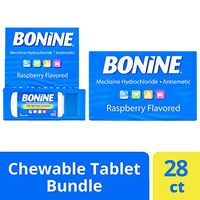 Bonine Motion Sickness Relief Chewable Tablets, Raspberry 16 + 12 ct