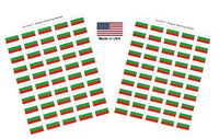 Made in USA! 100 Country Flag 1.5" x 1" Self Adhesive World Flag Stickers, Two Sheets of 50, 100 Sticker Flags Total (Bulgaria)