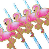 OOCC Pack of 100 Paper Straws Drinking for Baby Shower Birthday Weddings,Juices, Shakes, Smoothies, Party Supplies Decorations (Flamingo Decor)