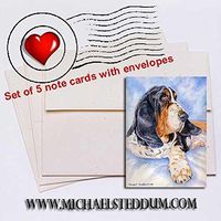 Michael Steddum Basset Hound Head Study VI Note Card Set