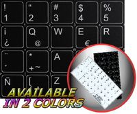 Spanish Latin American Non-Transparent Keyboard Labels Layout Black OR White Background (14x14) for Desktop, Laptop and Notebook (Black Background)