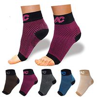 ACTINPUT Compression Foot Sleeves for Men & Women - Best Plantar Fasciitis Socks with Arch Support (Black/Red, Small)