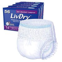 LivDry Adult Diapers | XL Protective Incontinence Underwear | Super Absorbent 14 count, 4 Pack | Regular/Daytime