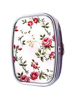 Top A Floral Custom Personalized Square Pill Box Decorative Box Vitamin Container Pocket Or Wallet (Floral -7)