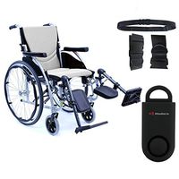 Karman S-Ergo 115 Ultra Lightweight Ergonomic Wheelchair | Seat Size 20" X 17" | Upgraded to Elevating Legrests | Fixed Wheels in Silver & Free 130 dB Black Safety Alarm! + Black Belt!
