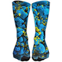 Men Women Novelty Blue HV Cell Virus Ball Classic High Sock Athletic Team Stocking Unisex