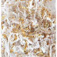 U Choose Size! White & Metallic Gold Gift Basket Shred Crinkle Paper Filler (4oz Bag)