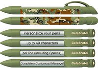 Greeting Pen Personalized Pens-Green Camo Celebrate! Rotating Message Pen - 6 Pack (0533-A-6)