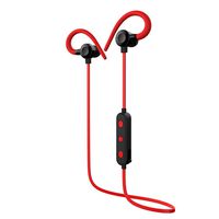 Wireless Headphones, Gorsun E56 Bluetooth Earhook Headphones Lightwieght in-Ear Earphones with Magnetic Connection for Sports with Built-in Mic(Red)