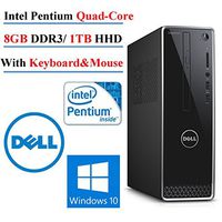 Dell Inspiron 3252 BLK Mini Desktop, Intel Pentium J3710 Quad-Core Processor, 8 GB RAM, 1 TB HDD, DVD+/-RW drive Wireless - N + Bluetooth, USB 3.0, Media Card Reader, Windows 10