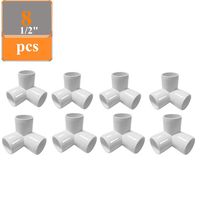 Linksworld PVC Elbow Corner Side Outlet PVC Corner Fitting Tee Fitting PVC Elbow Fittings for Build Heavy Duty PVC Furniture,Greenhouse shed Pipe Fittings and Tent Connection (3 Way 1/2" 8pcs)
