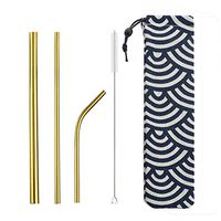 5Pcs Mini Short 160 215Mm Colorful 304 Stainless Steel Straws Reusable Drinking Straw Bent Metal Straw With Cleaner Brush Bag,Gold A