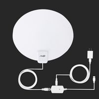 60 Miles White Oval TV Antenna, Prestige high Definition Indoor HDTV Antenna, 16.4ft Coax Cable