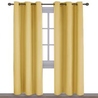 NICETOWN Energy Smart Thermal Insulated Solid Ring Top Blackout Curtains/Drapes for Bedroom (Yellow, 2 Pieces, 42 x 84 Inch)