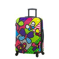 Mia Toro Italy M Butterflies Hardside 24 Inch Spinner Luggage, BTF, Multi-Colored