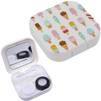 Portable Contact Lens Case Box Travel Kit Mirror + Bottle + Tweezers Container Holder [ Mixed Yummy Colorful Ice Cream ]