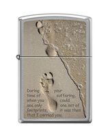 Zippo Footprints Pocket Lighter, Brushed Chrome