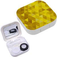 Portable Contact Lens Case Box Travel Kit Mirror + Bottle + Tweezers Container Holder [ Geometric Backdrop ]