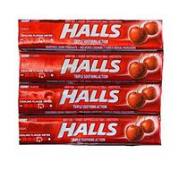 Halls Triple Soothing Action Drops | Cherry Flavor Cough Drops | Menthol Cough Suppressant and Oral Anesthetic | 9 Drop Sleeves | Pack of 4 Sleeves