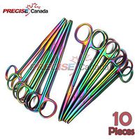 PRECISE CANADA: SET OF 10 MULTI TITANIUM COLOR RAINBOW METZENBAUM SCISSORS 5.5" STRAIGHT & CURVED STAINLESS STEEL