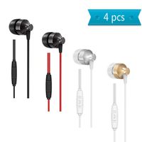 Geeboy 4 Packs Headphones in-Ear Mic 3.5mm Electronics Wired Headphones (Earphones/Earbuds/Headset), MP3 Walkman