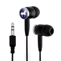 Horse Silhouette Wild Mane Trotting Navy Novelty in-Ear Earbud Headphones - Black