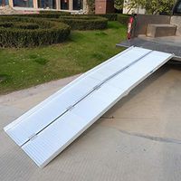 8'ft Wheelchair Ramp Threshold Portable Ramps,Aluminum Non-Skid Wheelchair Ramp Mobility Scooter Mobility Ramp,Silver Aluminum Folding Wheelchair Ramp,Silver
