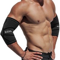 Mava Sports Elbow Compression Sleeve Support for Weightlifting, Pain Recovery, Tendonitis, Gym Workouts and Arthritis - Made with Strong Elastic Fabric Material for Men and Women (Black, Medium)