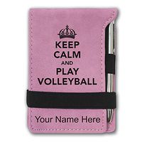 Mini Notepad, Keep Calm and Play Volleyball, Personalized Engraving Included (Pink)