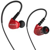KINVOCA Sweatproof Sports Workout Earphones for Running Gym Exercise Jogging Wired Earhook Headphones with Volume Remote and Microphone Bass Noise Isolating Over Ear in Ear Sport Earbuds (Red)