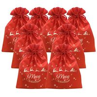 FJCA Christmas Gift Bag Drawstring Fabric Wrapping Bag Party Birthday Pouch Large Size 8 Packs