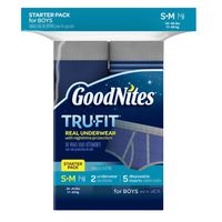 GoodNites Tru-Fit Real Underwear with Nighttime Protection Starter Pack for Boys, Size Small and Medium, 2-Underwear, 5-Disposable Inserts