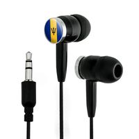 Barbados National Country Flag Novelty in-Ear Earbud Headphones - Black
