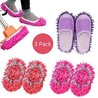 Formemory 3Pcs Washable Microfiber Dust Mop Slippers, Multi-Function Floor Cleaning Shoes Cover for House Kitchen Office