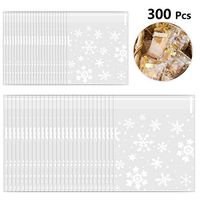 Cieovo 300 Pieces Christmas Snowflake Cellophane Treat Bags Self-adhesive Cookie Bags Clear Snowflake Biscuit Bags for Homemade Snacks Desserts Crafts Wrapping Party Supplies, 2 Sizes