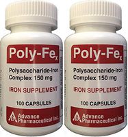 Polysaccharide Iron Complex 150 mg Capsules Iron Supplement 100 Capsules per Bottle Pack of 2 Total 200 Capsules