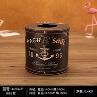 T-ZJHC European Creative Retro Tissue Box Home Room Bedroom Napkins Tray Living Room Coffee Table Storage, Round -1895