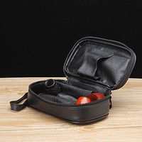 OLD FOX Black Genuine Leather Pipe Pouch Bag Case Holder for 4 Briar Wood Tobacco Pipes Black