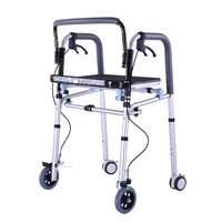 Medical Aluminum Alloy Rollator Walker and Removable Back Support, Padded Seat Adjustable Height with Trigger Release Stand-Assist Folding Walker,Black