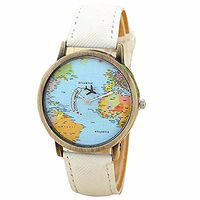 Fitfulvan Casual Design Women Dress Wrist Watch New Global Travel by Plane Map Quartz Watch WH