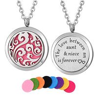 Kissreason Stainless Steel The Love Between an Aunt and Niece is Forever Aroma Diffuser Jewelry Pendant Aromatherapy Essential Oil Diffuser Necklace