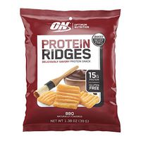 New! Optimum Nutrition High Protein Ridges, Baked Chips, Savory Snack To Go, Gluten Free, Soy Free, Flavor: BBQ, 10 Count