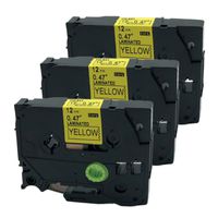 QPMY 3 Pack Compatible for Brother P-Touch Laminated Tze Tz Label Tape Cartridge 12mmx8m (TZe-631 Black on Yellow)
